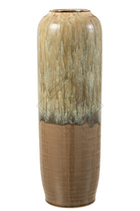 Vaso Elise Ceramica Beige/Marrone Large 14X41cm