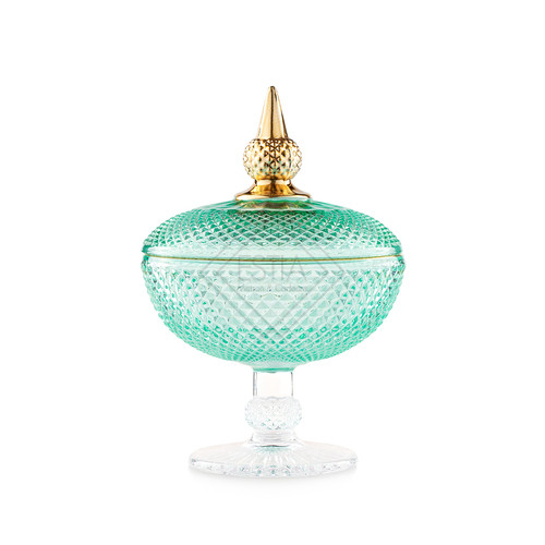 ALZATA GRANDE IN VETRO VERDE (15,7x15,7x23cm)