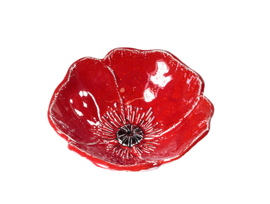 COPPETTA PAPAVERO IN CERAMICA PRATO ROSSO (diam.18cm)