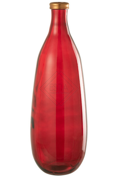 Vaso Bordo Dorato In Vetro Rosso Large (25X25X75CM)