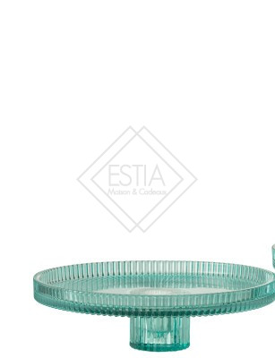 PORTA TORTA IN VETRO TAGLIATO BLU/AZZURRO (19,7x19,7x5,8cm)