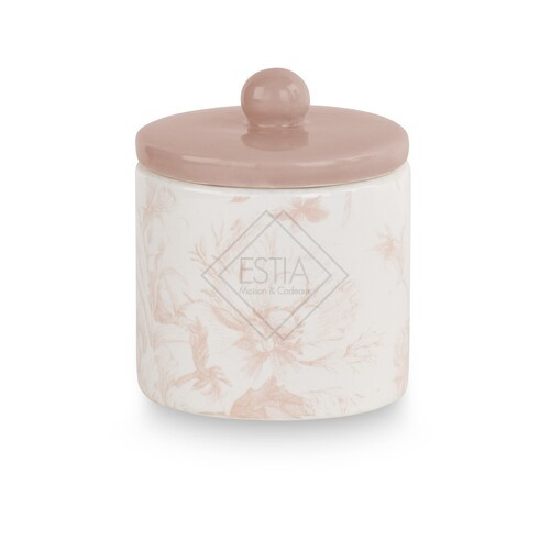 CANDELA TOILE CIPRIA IN CERAMICA ROSA E BIANCA CON SCATOLA (d.6xh.7cm)