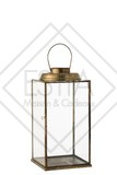 Lanterna Quadrata Antica Bassa Vetro/Ferro Bronzo Small 23X23X48