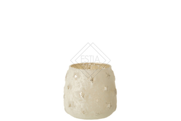 Porta T-Light Stella Vetro Antico Argento Small (10X10X10CM)