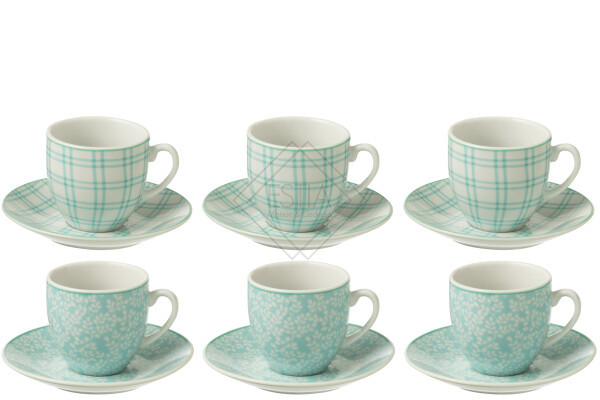 SET 6 TAZZINE +PIATTINI IN CERAMICA BLU (5x5cm)