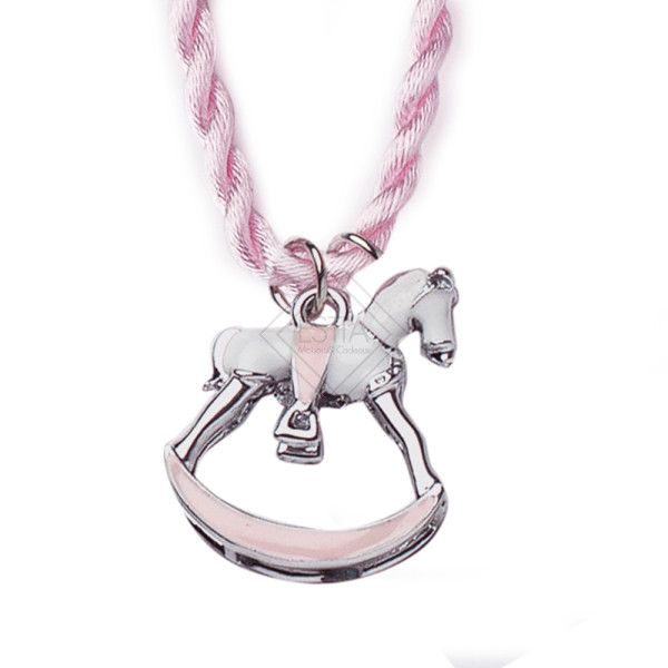 PENDENTE CAVALLO METALLO 4CM ROSA/ARGENTO HERVIT