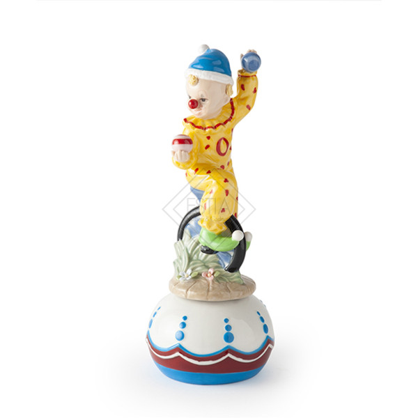 CARILLON CLOWN MONOCICLO PORCELLANA 22CM GIALLO ROYAL CLASS SCATOLA REGALO