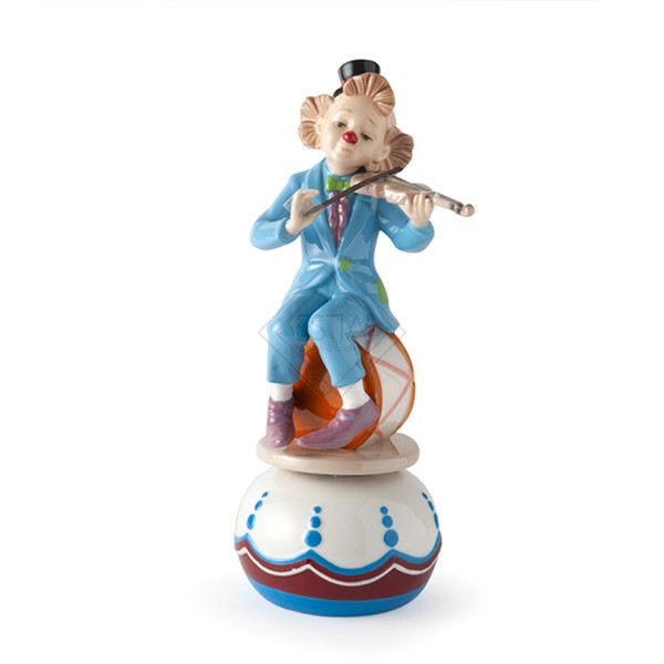 CARILLON CLOWN VIOLINO PORCELLANA 22CM AZZURRO ROYAL CLASS SCATOLA REGALO