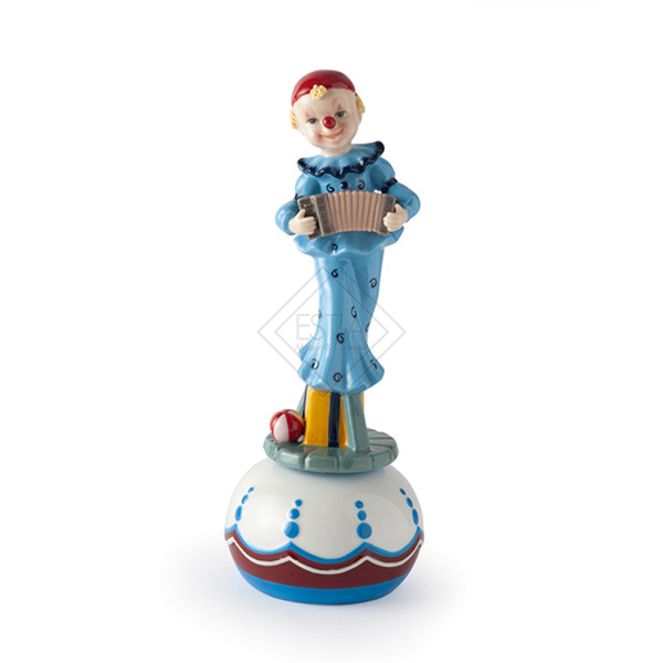 CARILLON CLOWN FISARMONICA PORCELLANA 22CM AZZURRO ROYAL CLASS SCATOLA REGALO