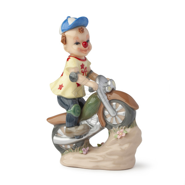 CLOWN MOTOCICLISTA PORCELLANA 15CM ROYAL CLASS SCATOLA REGALO