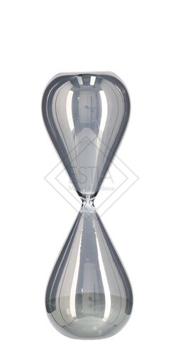 CLESSIDRA IN VETRO TEMPERATO IN ARGENTO CON SABBIA GRIGIA  (Ã˜10x29,3h)