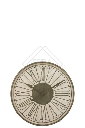 Orologio Numeri Romani Rotondo Metallo Bianco/Kaki 81.5X6cm