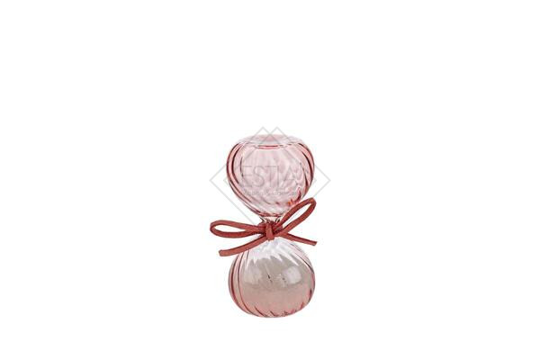 .CLESSIDRA IN VETRO COLOR ROSA C/ASTUCCIO (h.8cm)