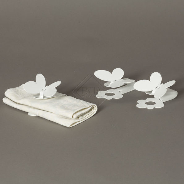 SET 6 PZ FERMA TOVAGLIOLI BUTTERFLY BIANCO IN FERRO 7X5X10CM