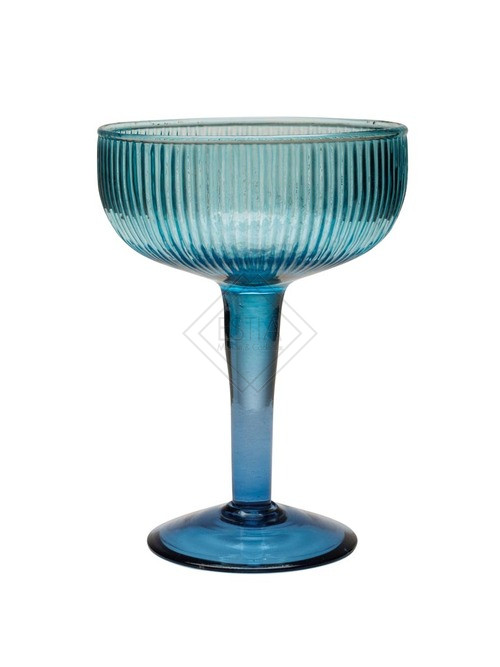 SET 6 BICCHIERI DA COCKTAIL IN VETRO TURCHESE (diam.10xh.13cm)