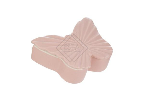 SCATOLA FARFALLA IN PORCELLANA ROSA (14x10,5xh.4,5cm)