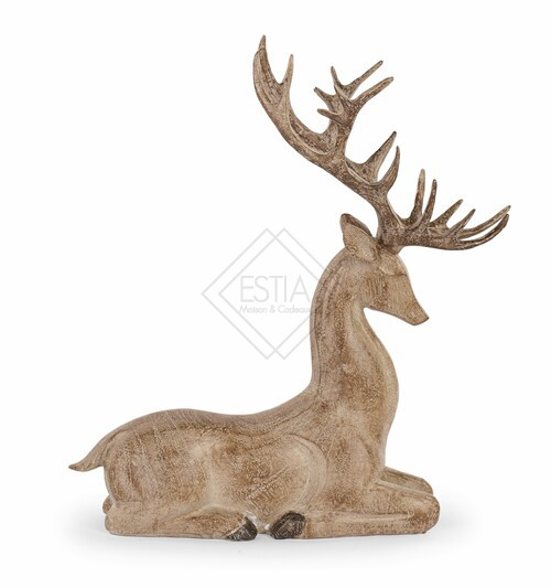 CERVO DISTESO IN RESINA EFFETTO LEGNO (30xh.32,5cm)