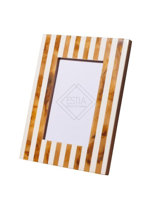 PORTAFOTO IN LEGNO NATURALE E MARMO BIANCO (10x15cm)