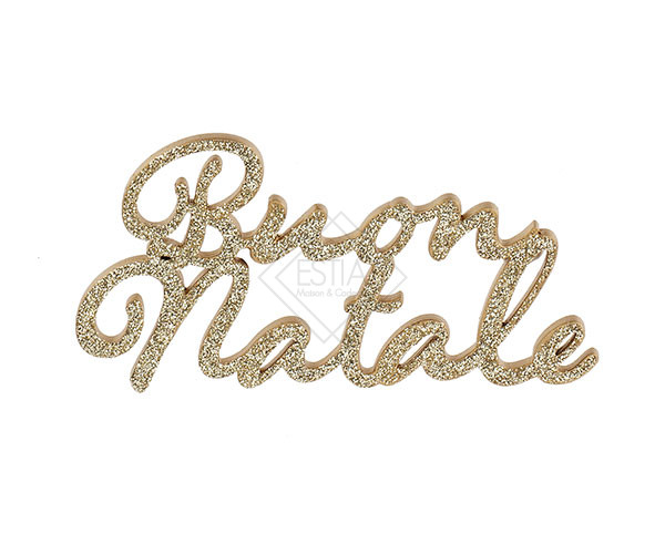 SCRITTA CHIUDI PACCO BUON NATALE CON GLITTER ORO (11x5cm)