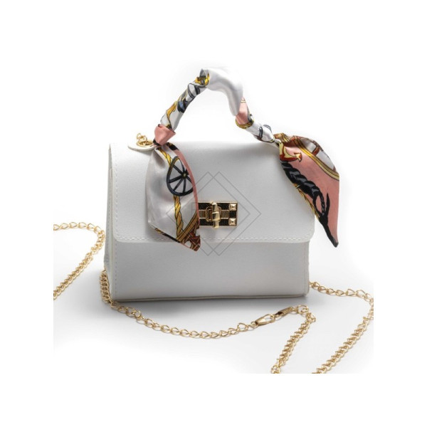 BORSETTA CON FOULARD BIANCA (20x17cm)-CLISPBAG MH840