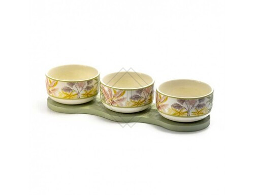ANTIPASTIERA 3 CIOTOLINE IN CERAMICA LINEA TROPICAL (32,5x10x7cm)