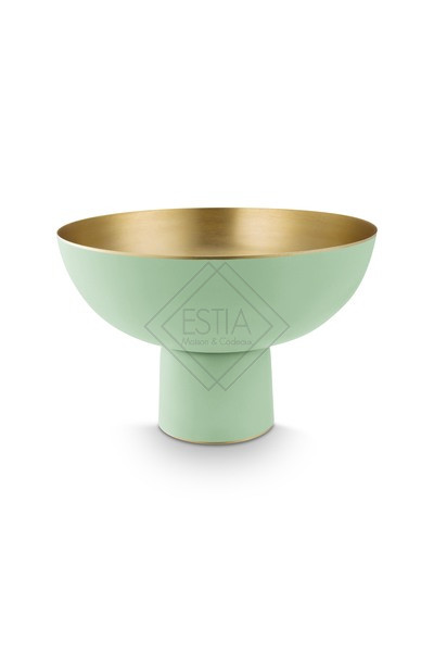 ALZATA ROTONDA CON BASE IN METALLO MATTO VERDE/ORO (30x20cm)