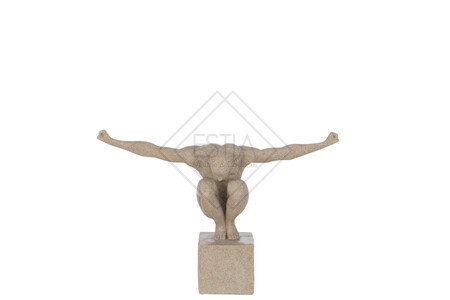 SCULTURA ATLETA+PIEDE IN MARMO SABBIA (32x11,5x23cm)