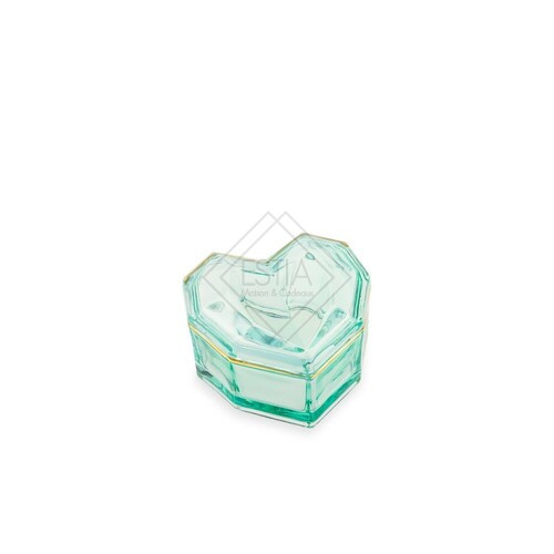 SCATOLA CUORE PICCOLA IN VETRO VERDE (8x8x4,7cm)