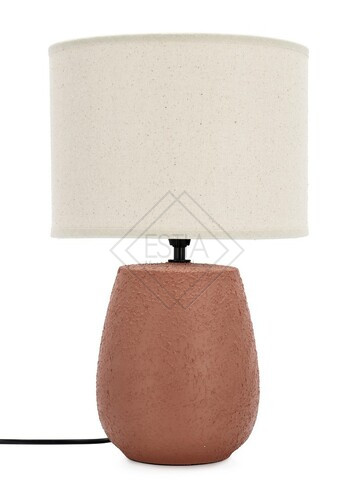 LAMPADA DA TAVOLO CON BASE IN CERAMICA TERRACOTTA E PARALUME IN LINO (Ã˜26x41,5h)