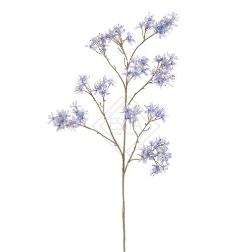 RAMO CON FIORI DI PESCO SPRAY IN SETA AZZURRO (h.113cm)
