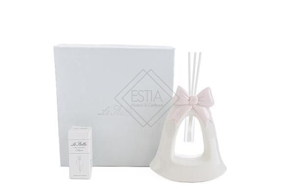 PROFUMATORE CON CAMPANA ROSA IN PORCELLANA C/ASTUCCIO (9,5x4xh.11cm)