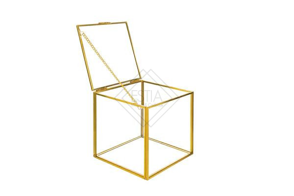 SCATOLA CUBO IN VETRO ORO VINTAGE (12x12xh.12cm)