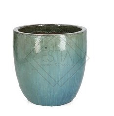 VASO/CACHE-POT IN TERACOTTA SMALTATA BLU (Ã˜38x37h)