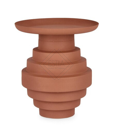 TAVOLINO AMBA IN ACCIAIO VERNICIATO CON EFFETTO OPACO IN COLOR TERRACOTTA (Ã¸35.5a - 40h)