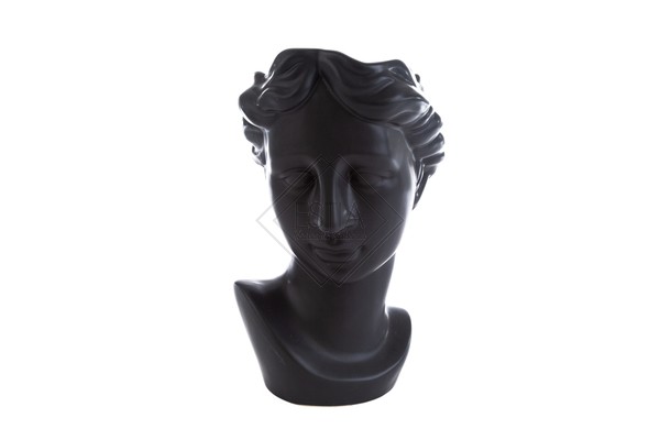 Vaso testa donna porcellana nero (22,5x19,5xh.31 cm)