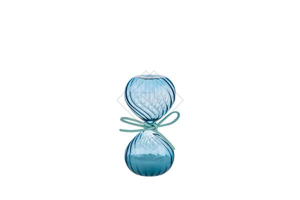 .CLESSIDRA IN VETRO COLOR CELESTE C/ASTUCCIO (h.8cm)