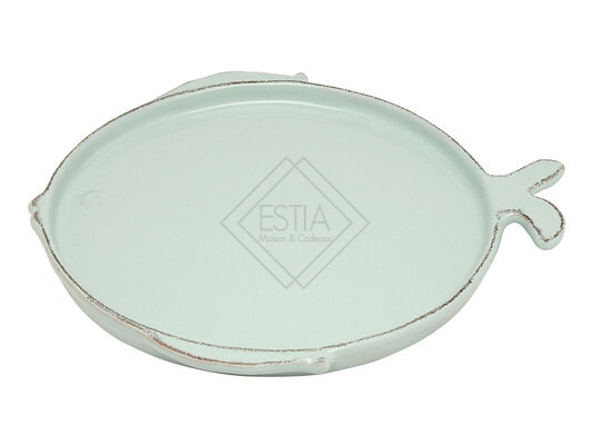 PIATTO PIANO MARINA IN CERAMICA ACQUAMARINA (diam.27cm)