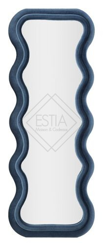 SPECCHIO DA MURO EMILY CON CORNICE IN VELLUTO BLU (60x6x160cm- misura specchio 42x144cm)