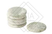 SET 6PZ SOTTO BICCHIERI IN MARMO BIANCO (10x10x1,5cm)