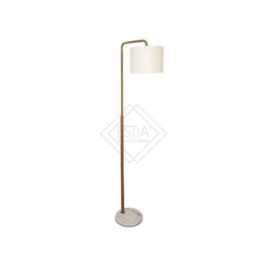 LAMPaDA DA TERRA CON BASE IN MARMO E CUPOLA BIANCA (35x35x152cm)