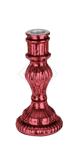 PORTACANDELA GLIMMER IN VETRO ROSSO LUCIDO (7.5X7.5X16.5cm)