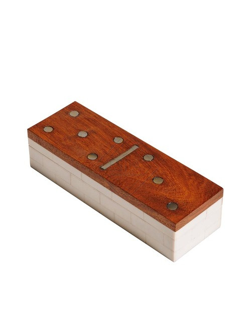 DECORAZIONE GIOCO DEL DOMINO IN LEGNO BIANCO/NATURALE (21xh.5cm)