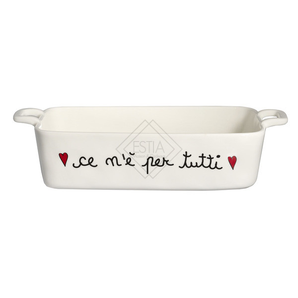 PIROFILA CON MANICI IN GRES BIANCA CON SCRITTA 'CE N'E' PER TUTTI' (30x22cm)