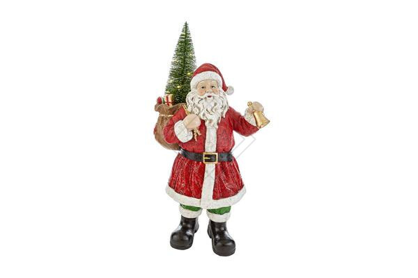 BABBO NATALE CON SACCO REGALI+ALBERELLO CON LED IN RESINA (29x19xh.52CM)