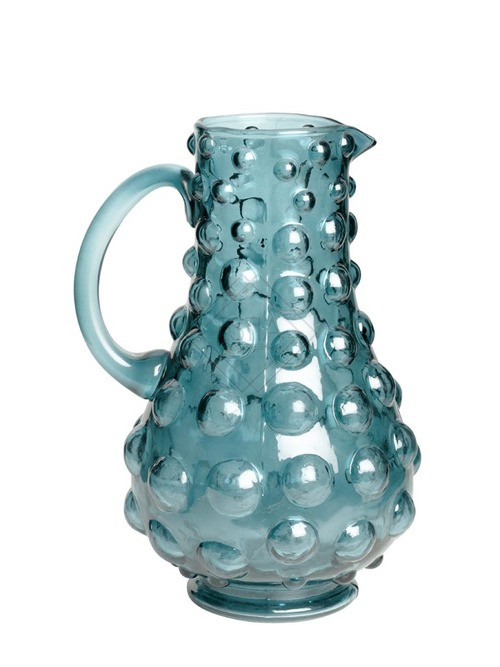 BROCCA EFFETTO BOLLATO IN VETRO TURCHESE (15,5xh.23cm)