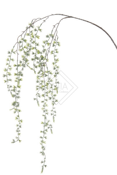 RAMO CON FOGLIE IN SOSPENSIONE CON PAILLETE IN VERDE (3x6x117cm)