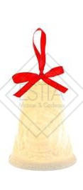 APPENDINO CAMPANA IN PORCELLANA BIANCA CON LED DECORO BABBO NATALE (10,5Ã—10,5xh.13,5cm)