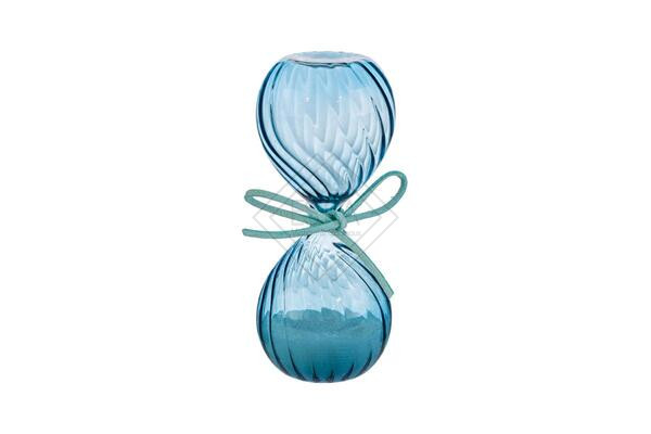 .CLESSIDRA IN VETRO COLOR CELESTE C/ASTUCCIO (h.12cm)