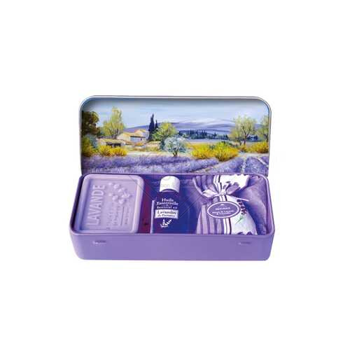 SCATOLA CON SAPONE 60g CON SACCHETTO E PROFUMINO 12ml-LAVANDA