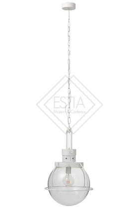 LAMPADA APPLIQUE  PALLA VETRO METALLO  BIANCO 40X40X171